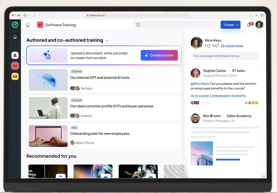 360Learning Platform Screenshot